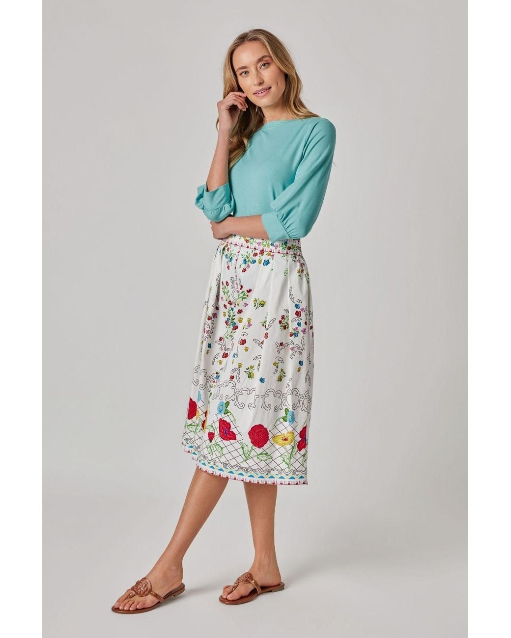 Marianna Déri Red Midi Skirt With Floral Print