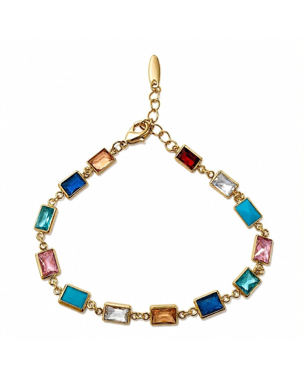 By Ozge Blue Prismatic Harmony Multicolour Glass Plated Bracelet