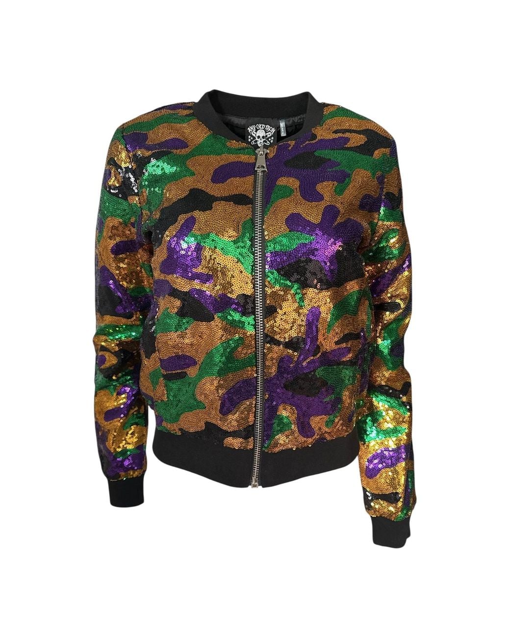 Any Old Iron Green Nola Camo Sequin Bomber Jacket for men