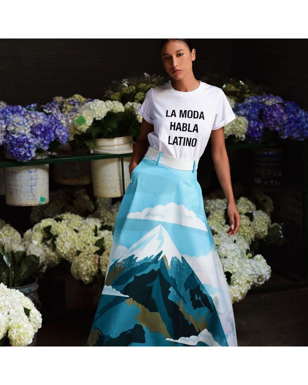 Pineapples Don't Have Sleeves Blue Tolima Snowcap Skirt
