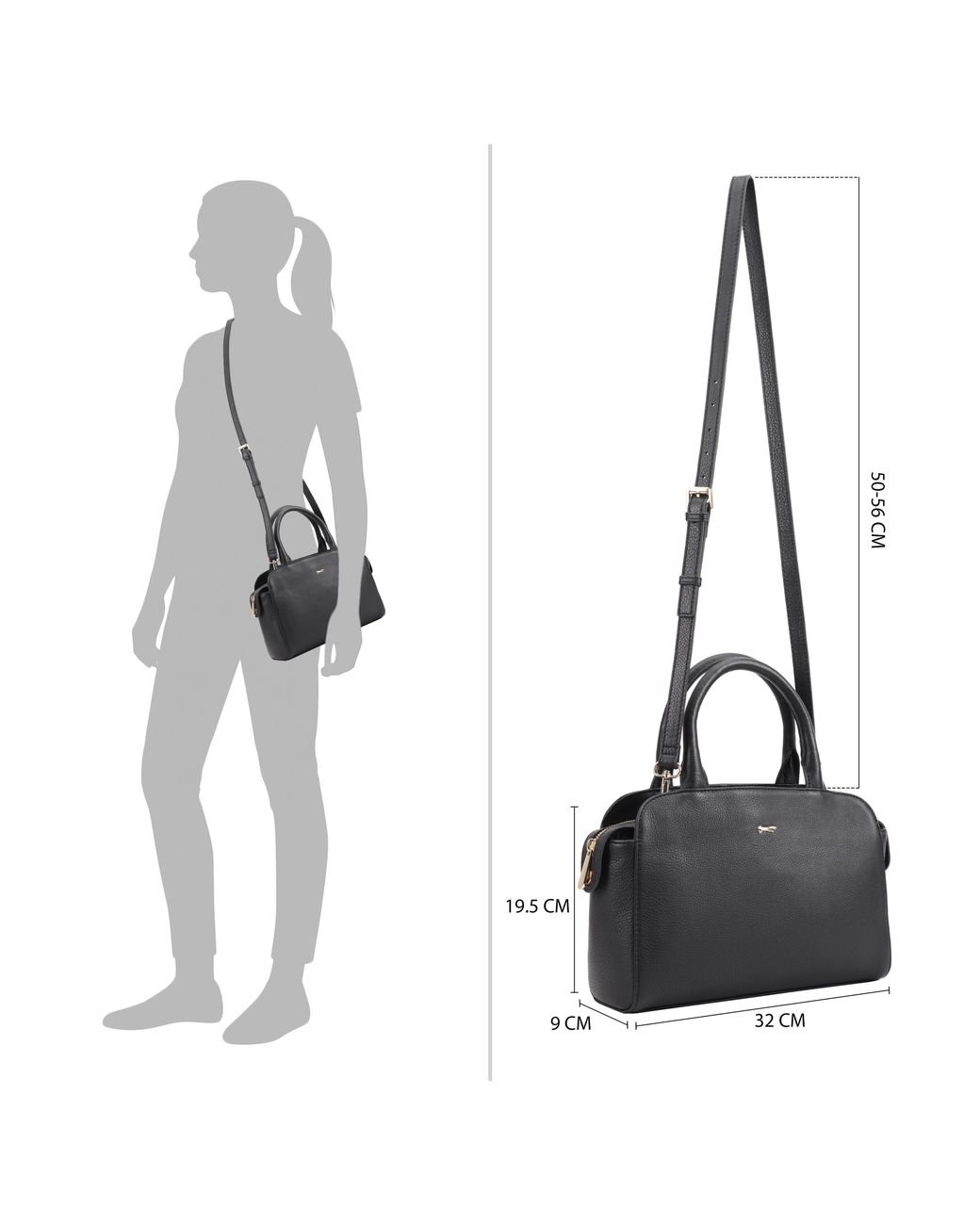 Paul Costelloe Black Giselle Leather Crossbody Bag