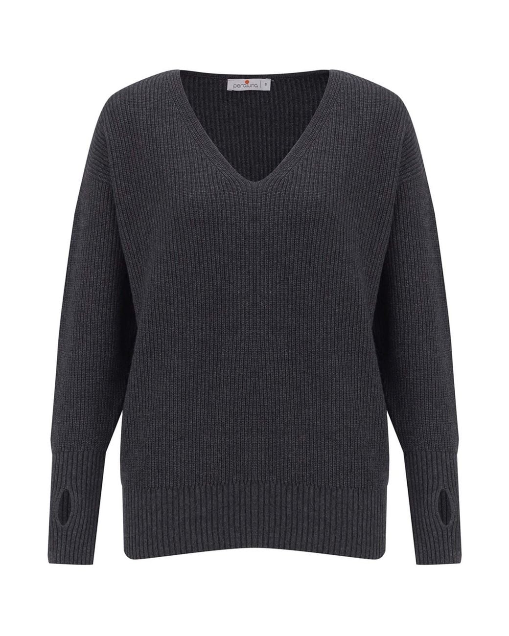 Peraluna Blue Cashmere Blend V Neck Loose Fit Pullover