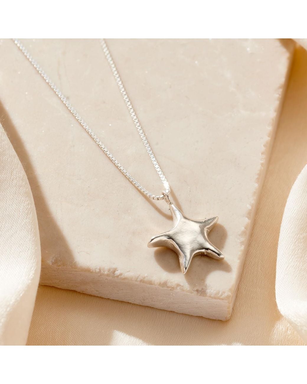 Posh Totty Designs Metallic Sterling Chunky Star Pendant Necklace With Box Chain
