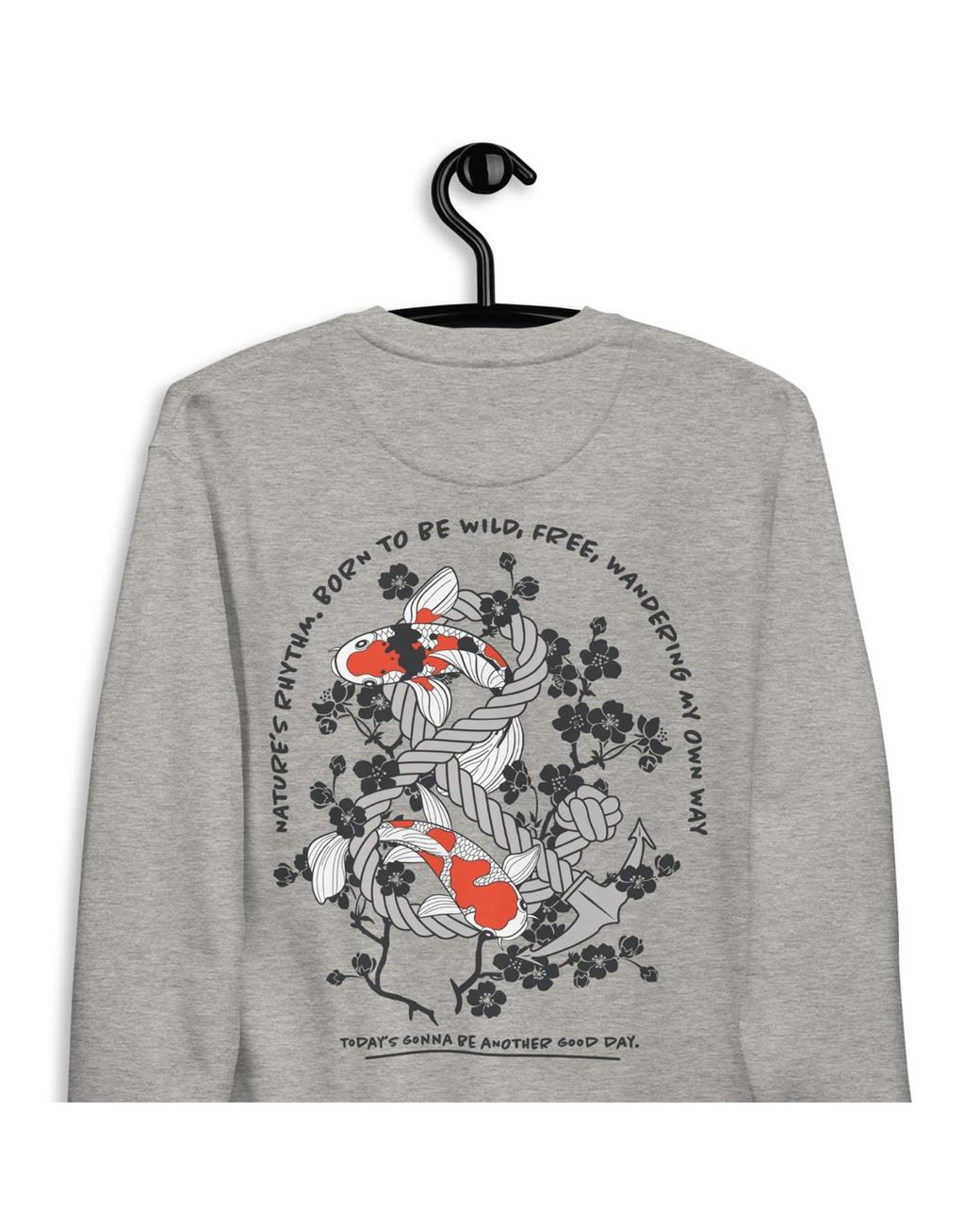 Anchor and Crew Gray Heather Koi Fish Another Good Day Cotton Blend Sweatshirt for men