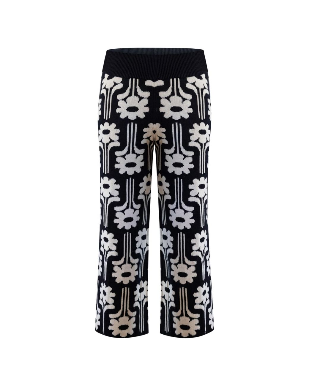 Known Supply Black High Waisted Floral Sweater Pants