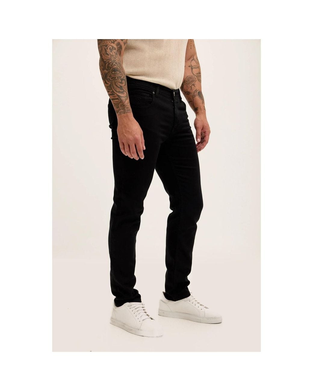 Ron Tomson Black Super Soft 5-Pocket Style Pants for men