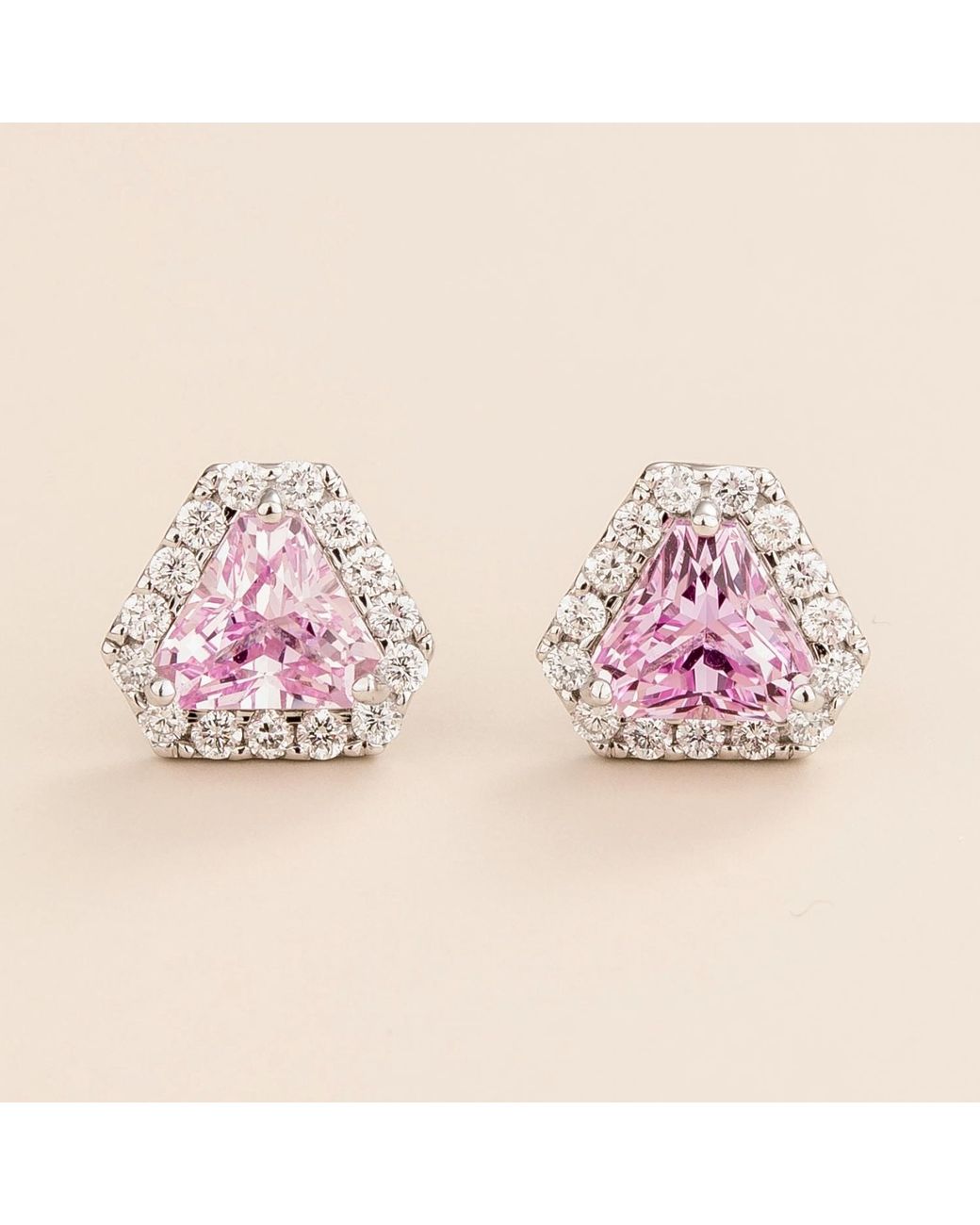 Juvetti Pink Rose Diana Earrings Sapphire & Diamonds