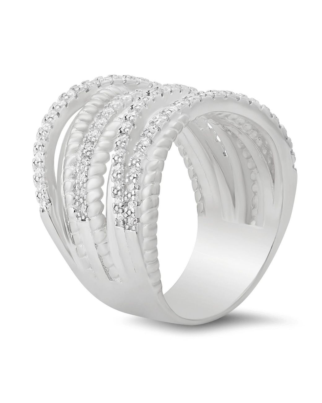 Kylie Harper White Sterling Twisted Rope Highway Statement Ring