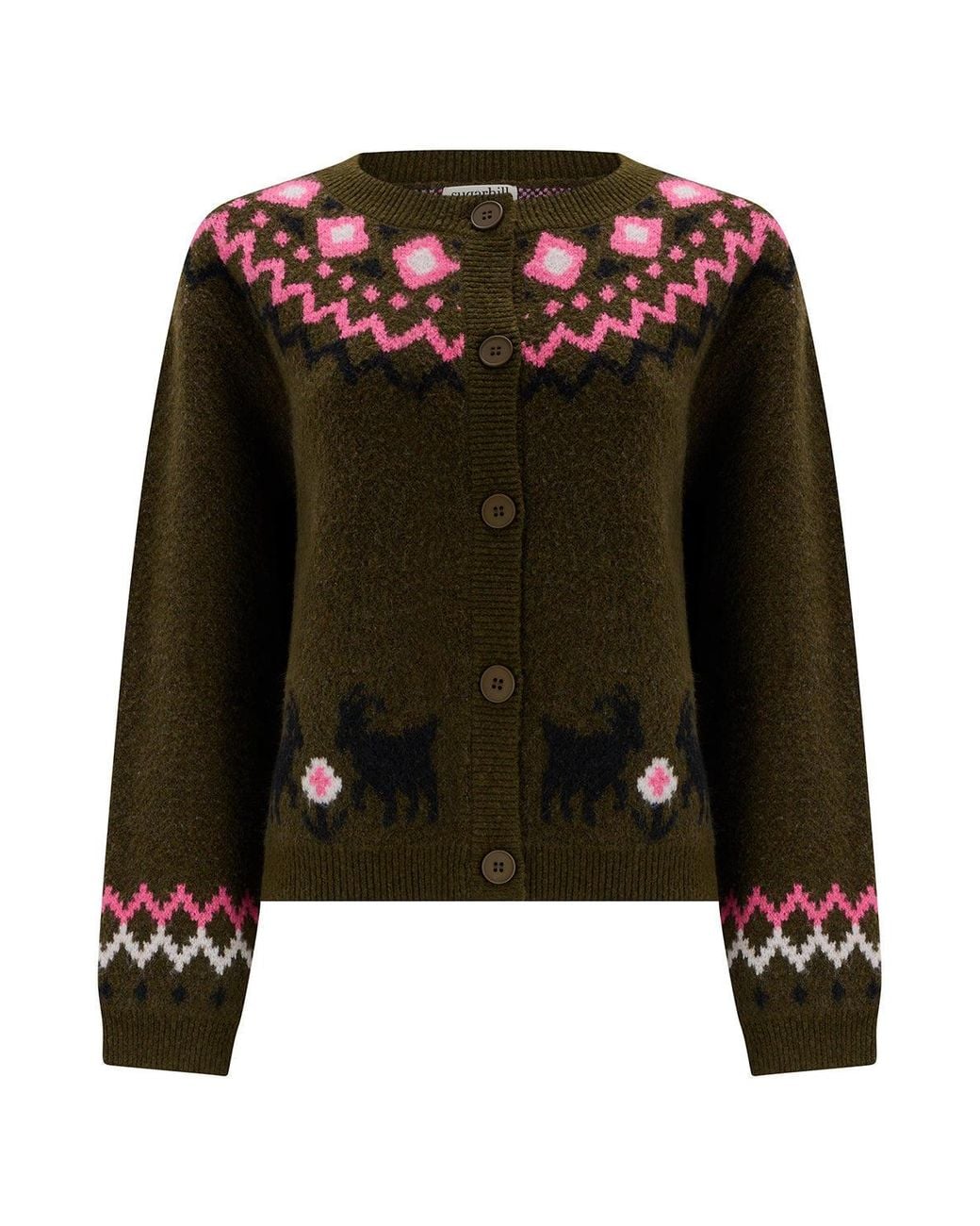 Sugarhill Black Olana Cardigan Goat Fairisle
