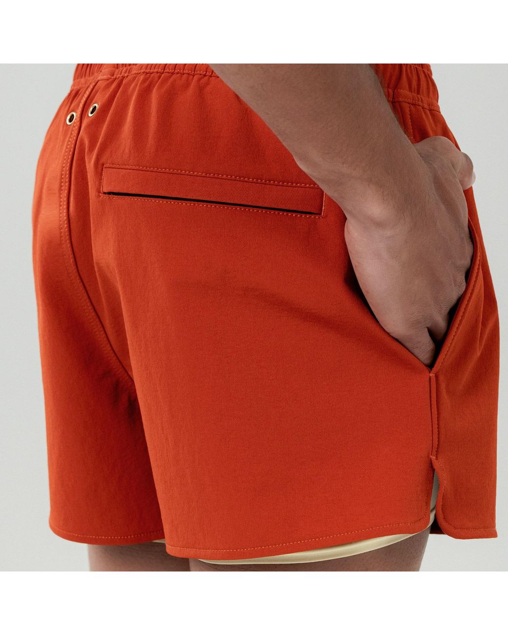 Duskitten Red Eclipse Line Swim Shorts for men
