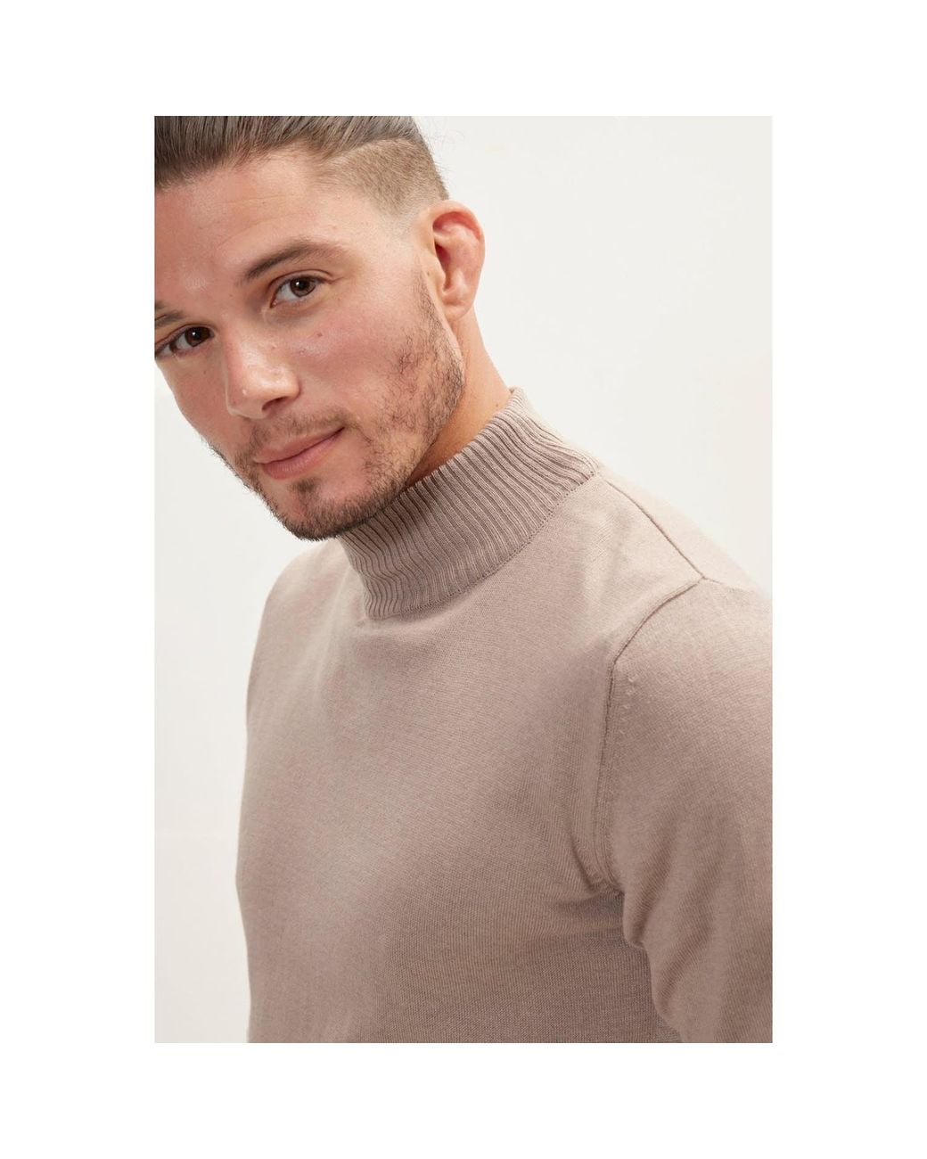 Ron Tomson Gray Neutrals Mock Neck Relaxed Sweater for men