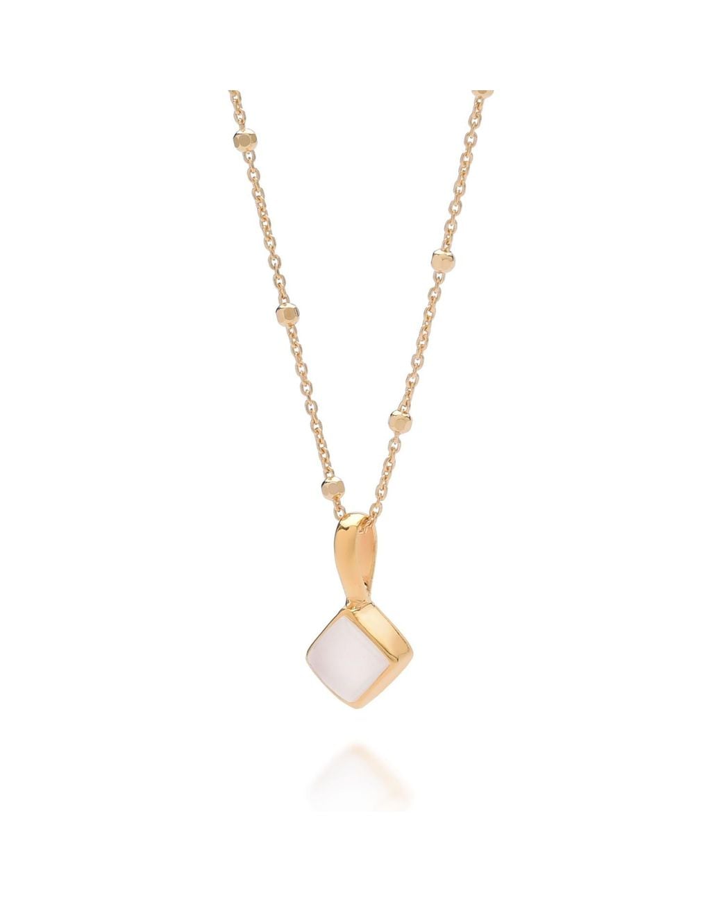 Nellou Jewellery Metallic Neutrals Diamond Moonstone Necklace Birthstone June Plated Sterling