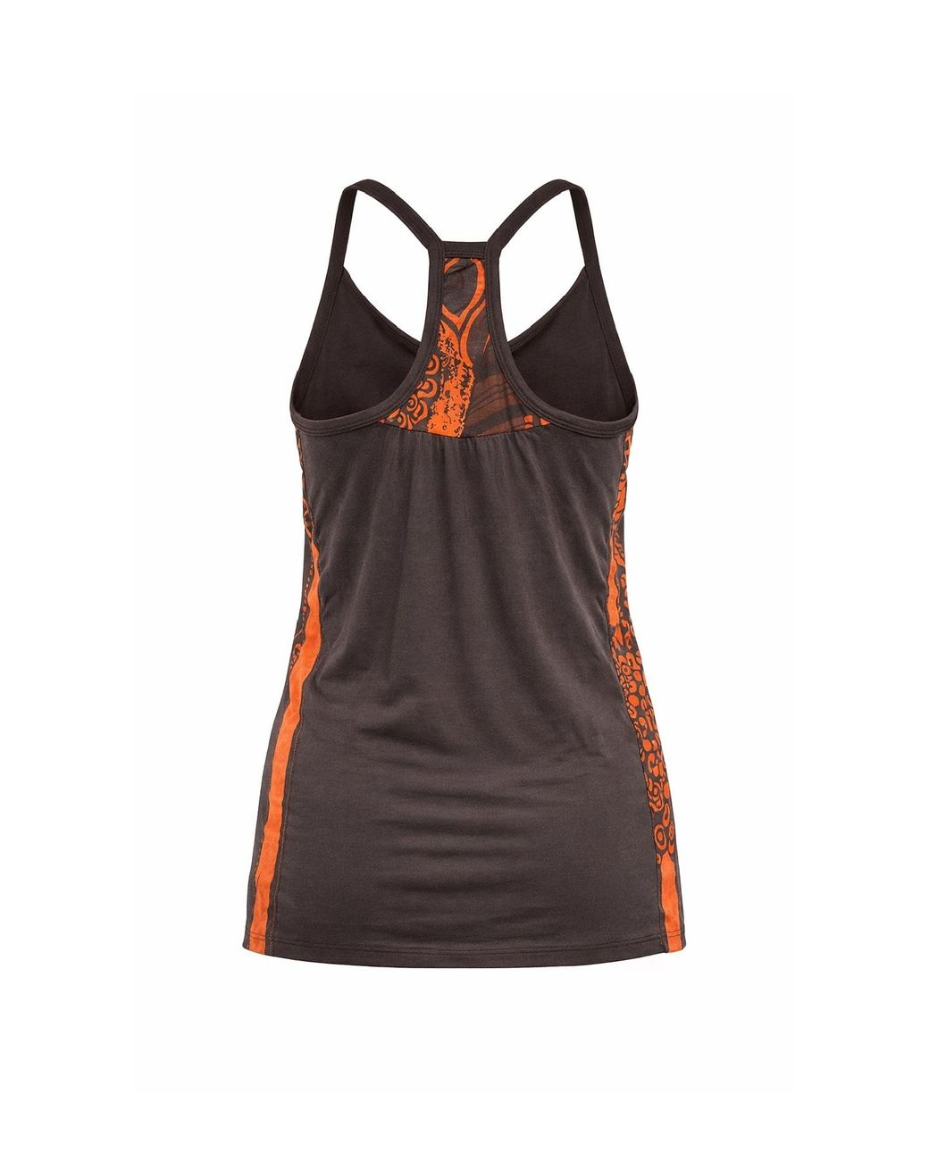 Conquista Brown Performance Racerback Tank Top With Contrast Side Panels