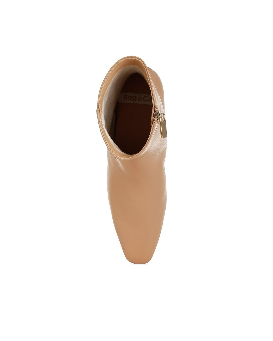 Rag & Co Natural Neutrals Obita Flared Heel Genuine Leather Boots