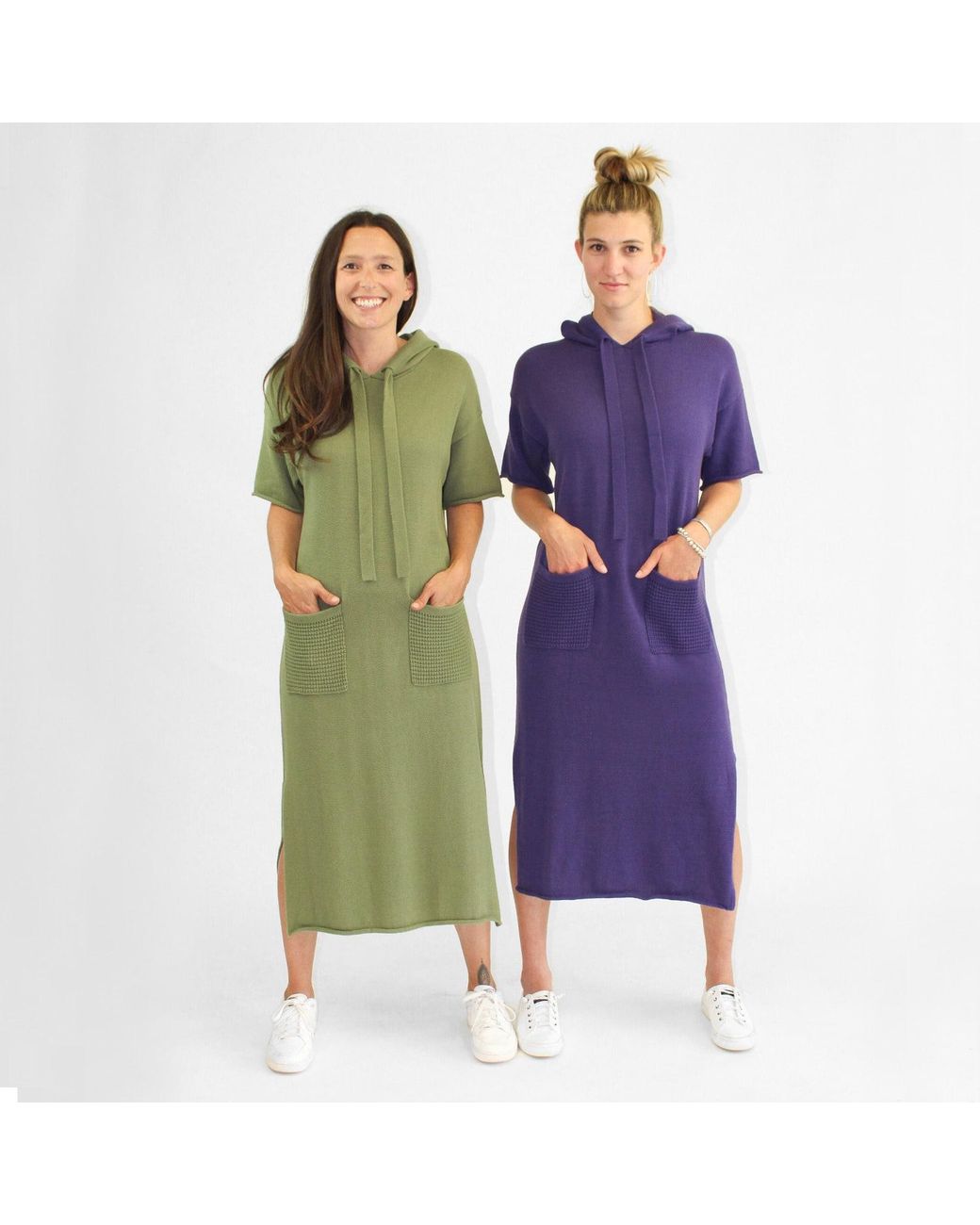 Zenzee Purple Cotton Hoodie Dress