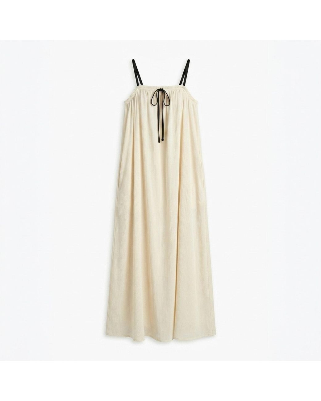 Modenaire Natural Neutrals Gathered Maxi Dress Draped Bodice