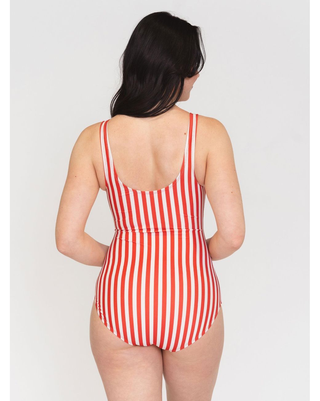 Lime Ricki Swimwear Red Stripe Knotted One-Piece