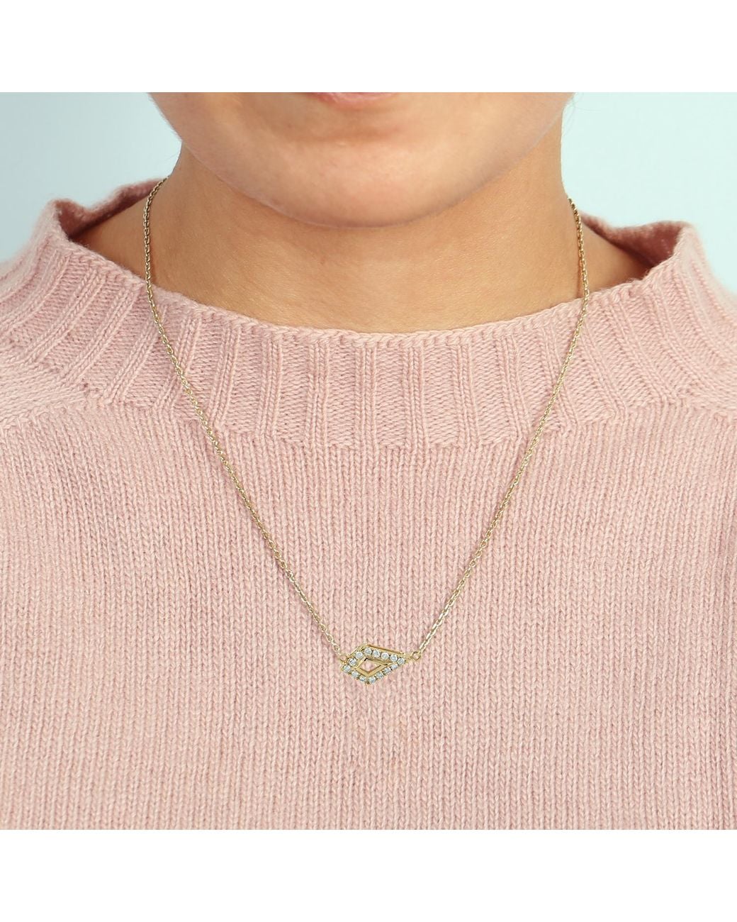 Artisan Metallic 18K Diamond Open Geometric Pendant Necklace