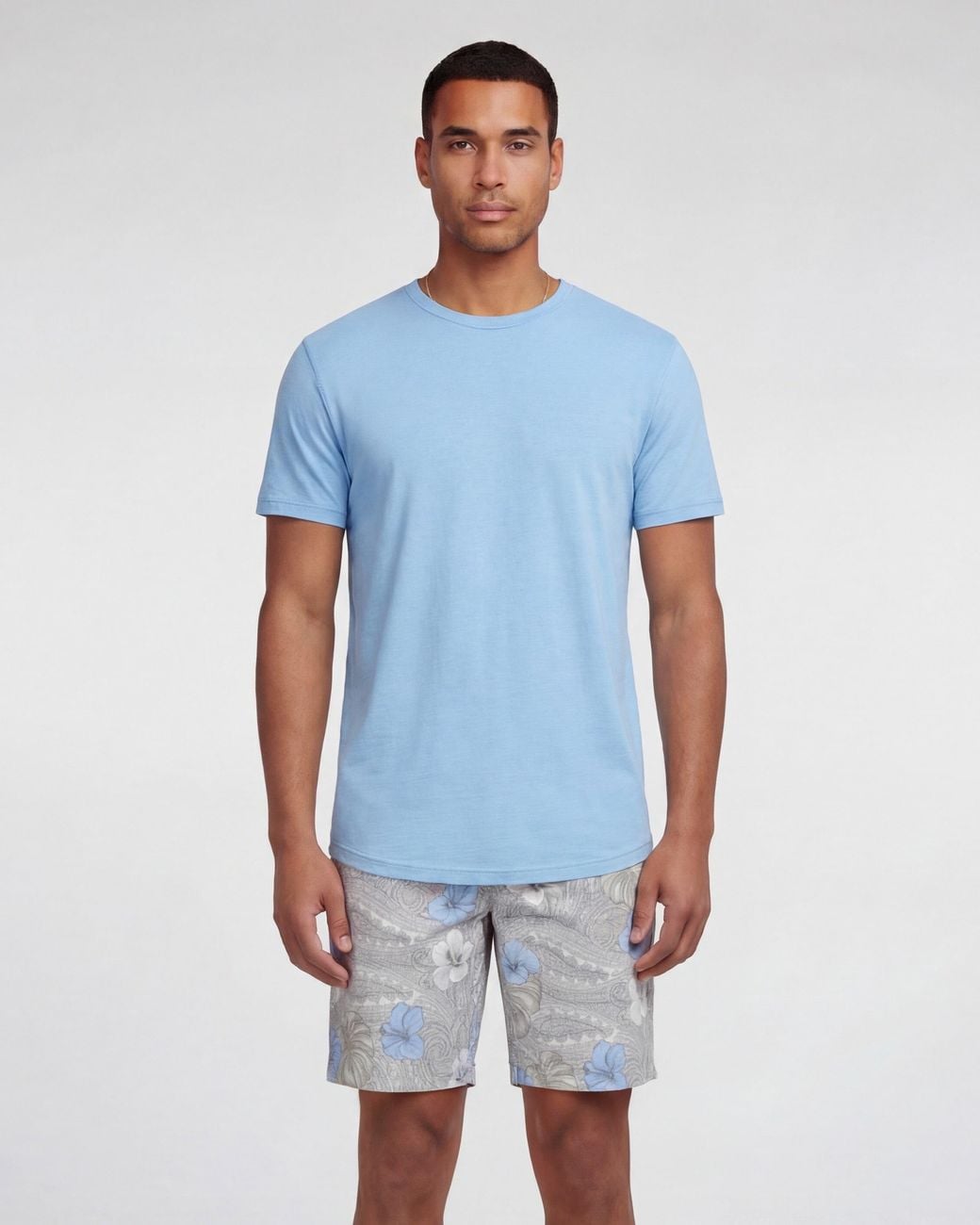 Lords of Harlech Blue Neutrals Clyde Tropical Paisley Natural Flat Front Short for men