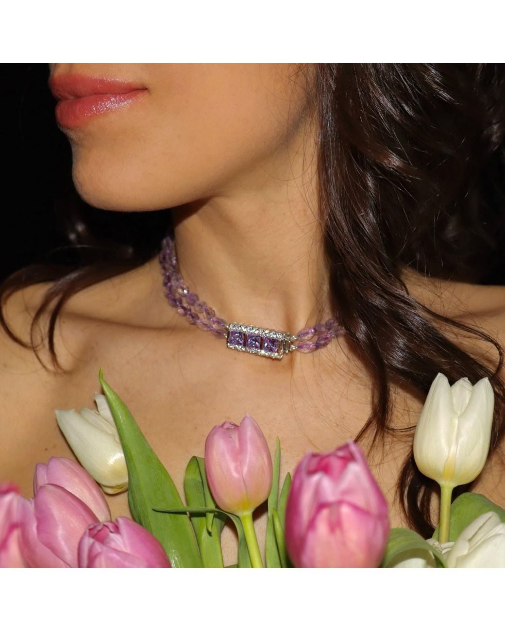 Mineralgems•Studio Purple Lilac Amethyst Two-Strand Choker