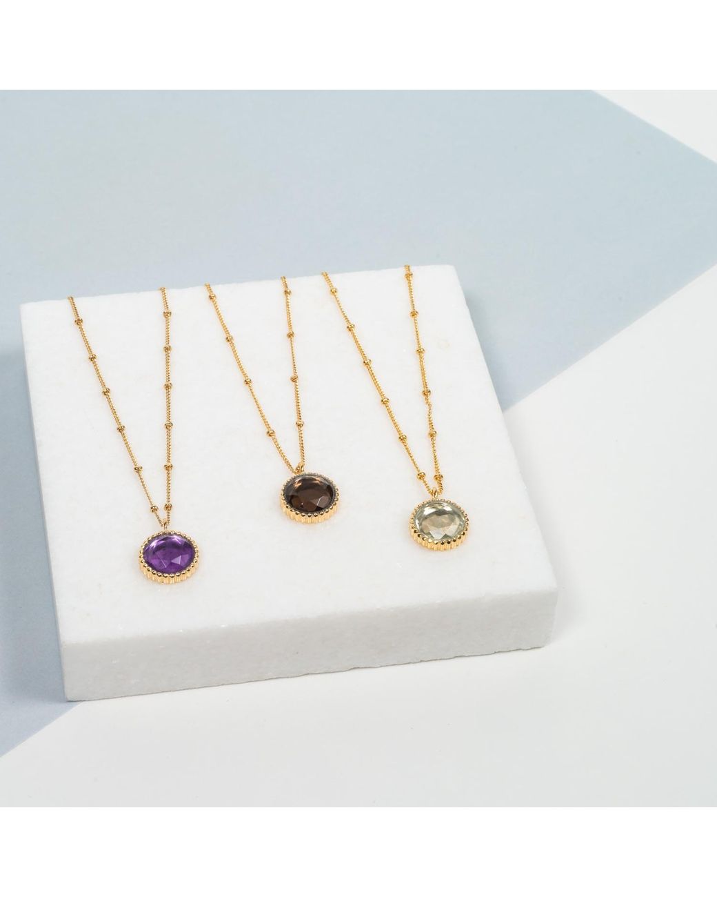 Auree Jewellery Metallic Barcelona November Birthstone Necklace Smokey Quartz