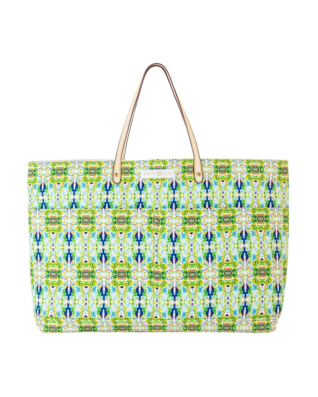 Evelyn & Kate Green Blackberry Classic Canvas Tote With Leather Straps