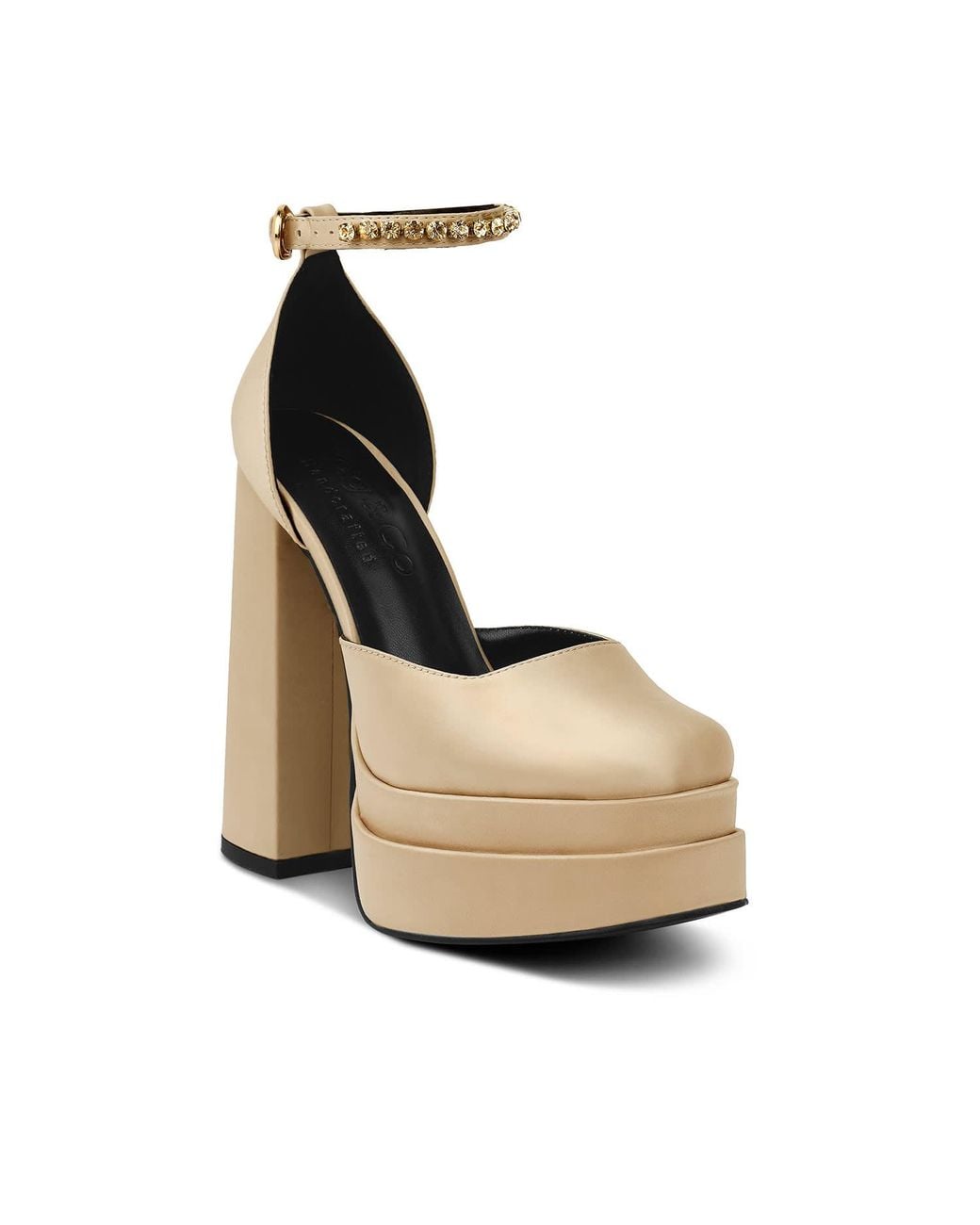 Rag & Co White Neutrals Martini Latte Sky High Platform Sandals By Rag & Co