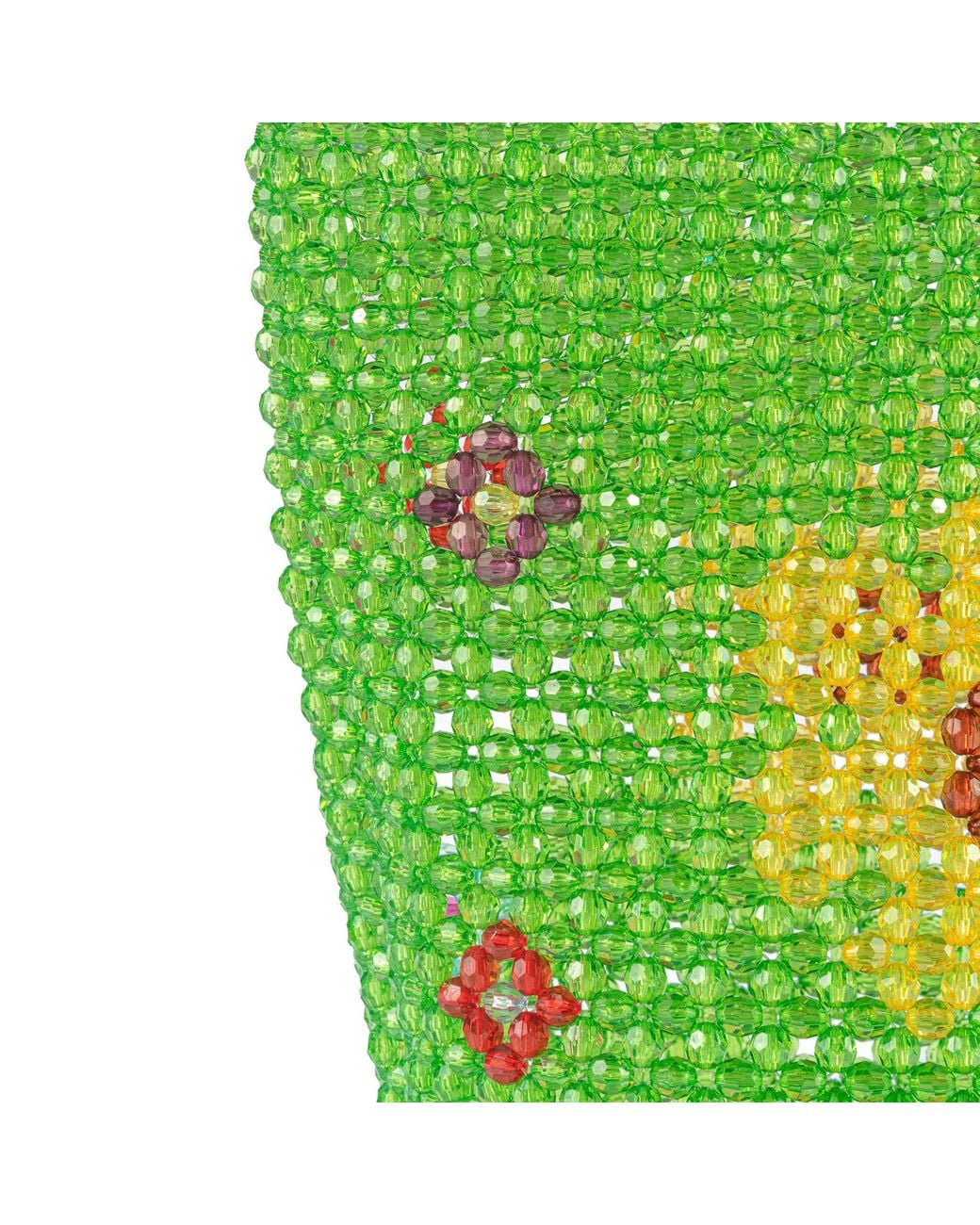 Tillie Beads Green Sunshine Daisy Beaded Bucket Bag