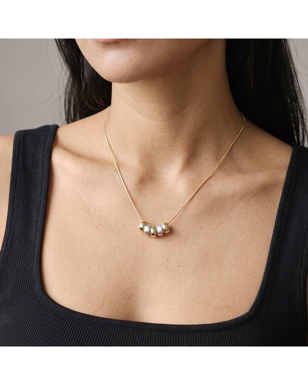 Uchi and Soto Metallic Enso Mixed Metals Multi Ring Necklace