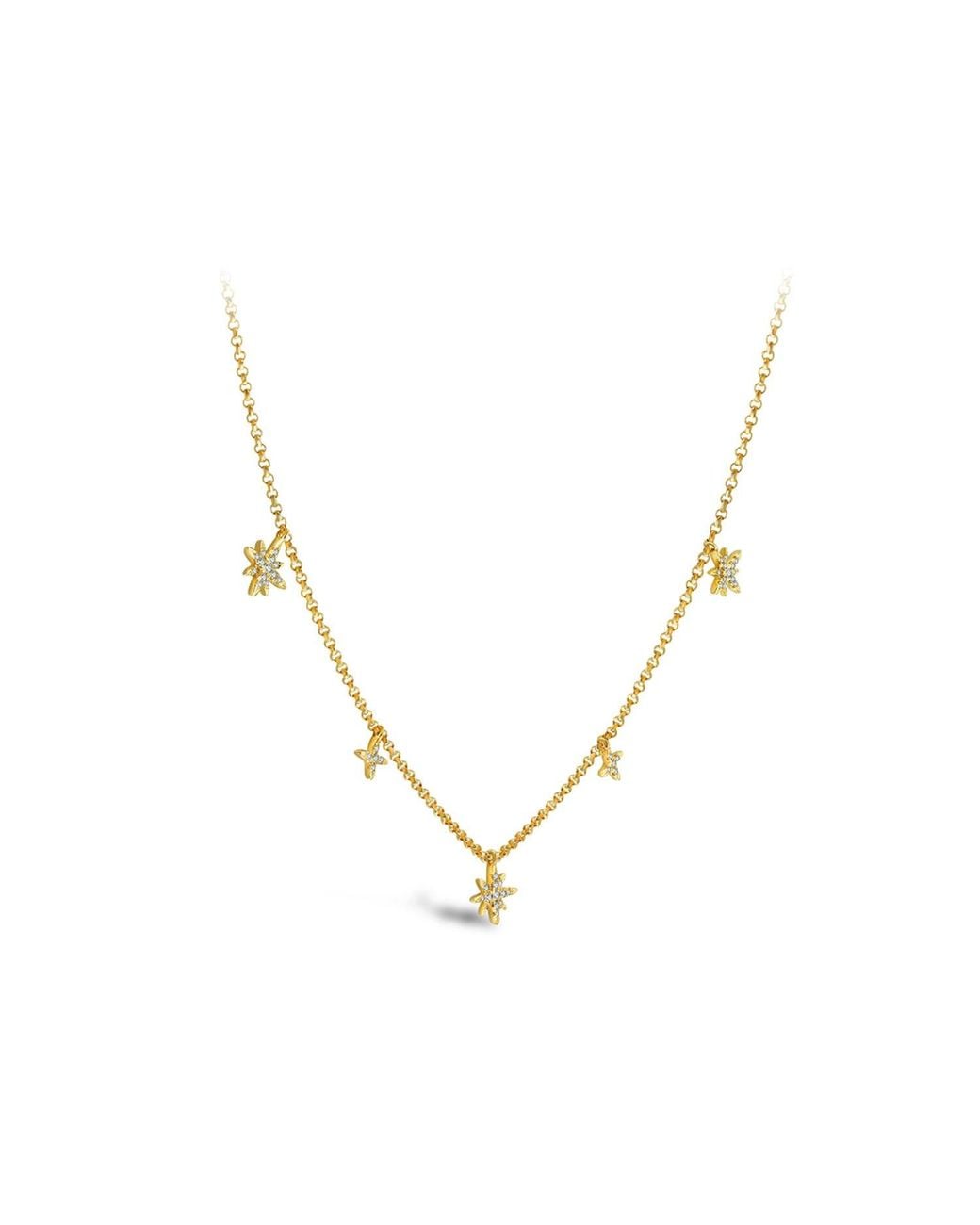 Genevieve Collection Metallic 18k Yellow Gold Star Shape Diamond Necklace Choker