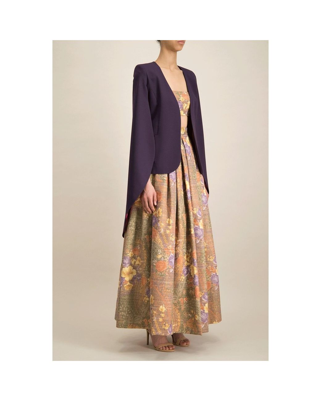 Monique Singh Iconic Purple Gabardine Cape Jacket