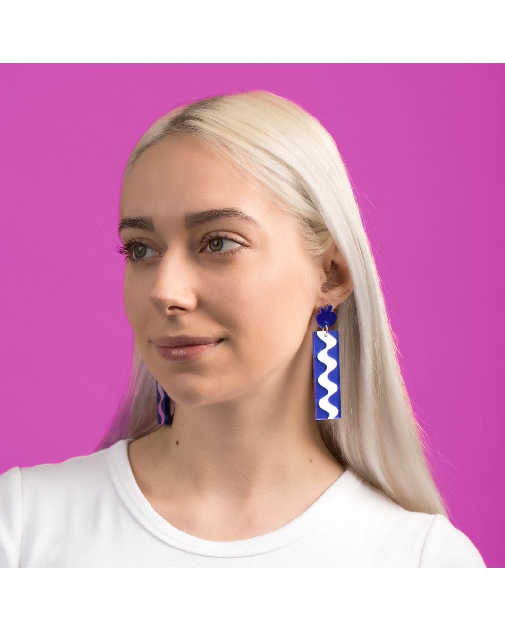 By Chavelli Blue Matisse Wave Dangly Earrings