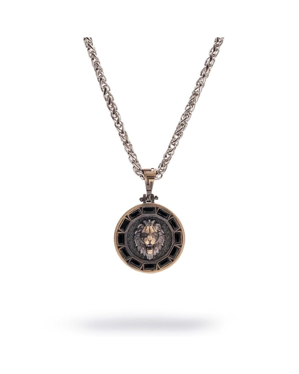 Ebru Jewelry White Majestic Lion Diamond Necklace for men