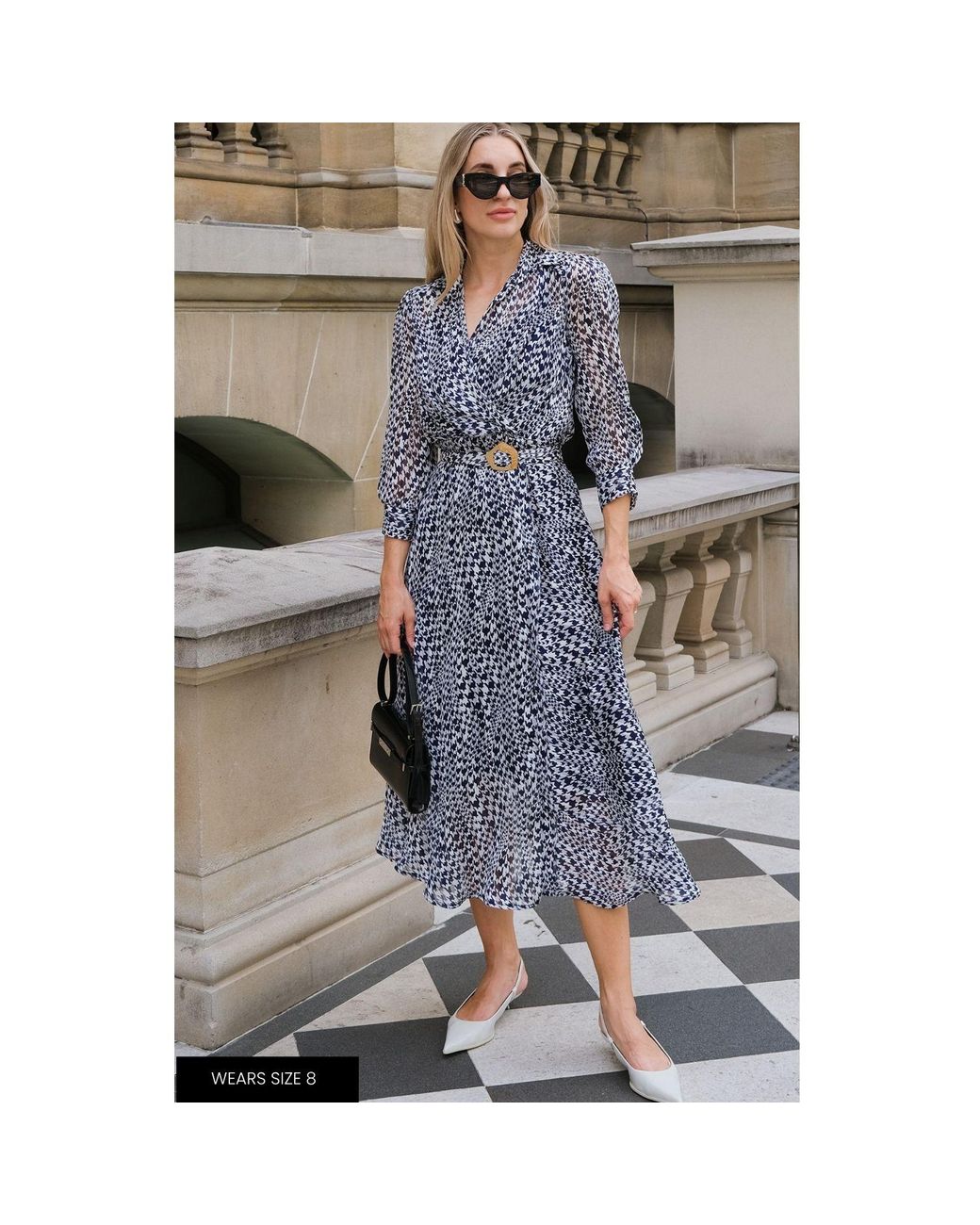 SACHA DRAKE Gray Herringbone Lurex Stripe Chiffon Midi Dress
