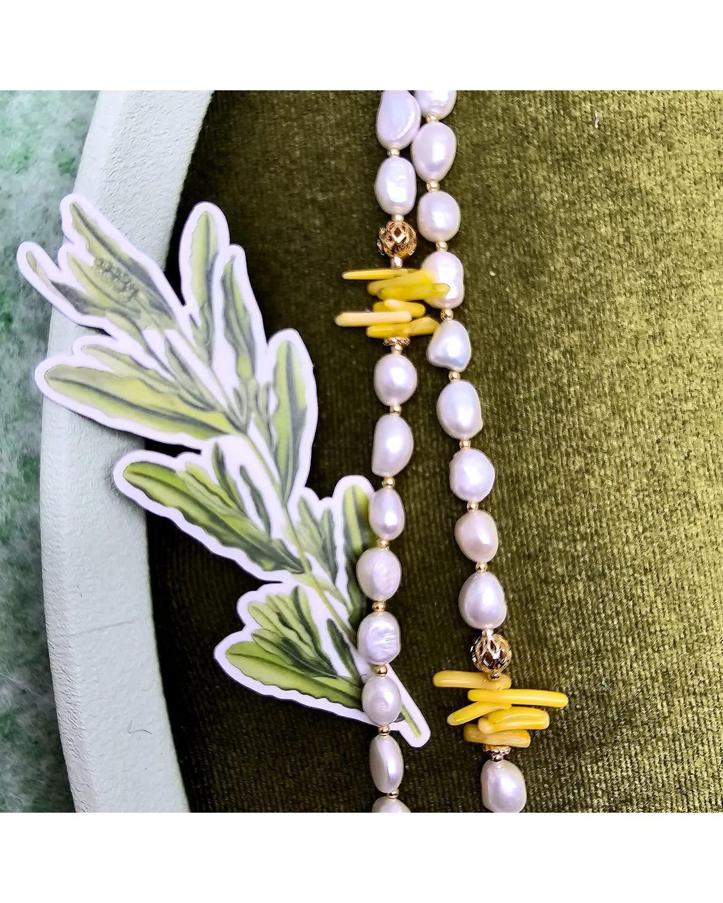 Farra Metallic Freshwater Pearl With Bamboo Coral Long Necklace