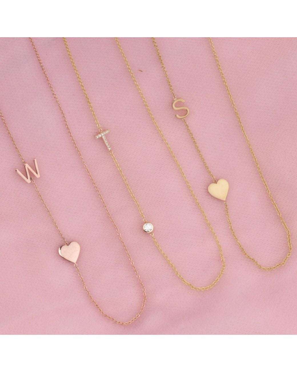 Maya Brenner Metallic Monogram Necklace With Heart 14K