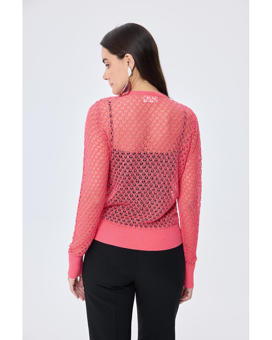 Peraluna Pink Addison Openwork Knit Cardigan