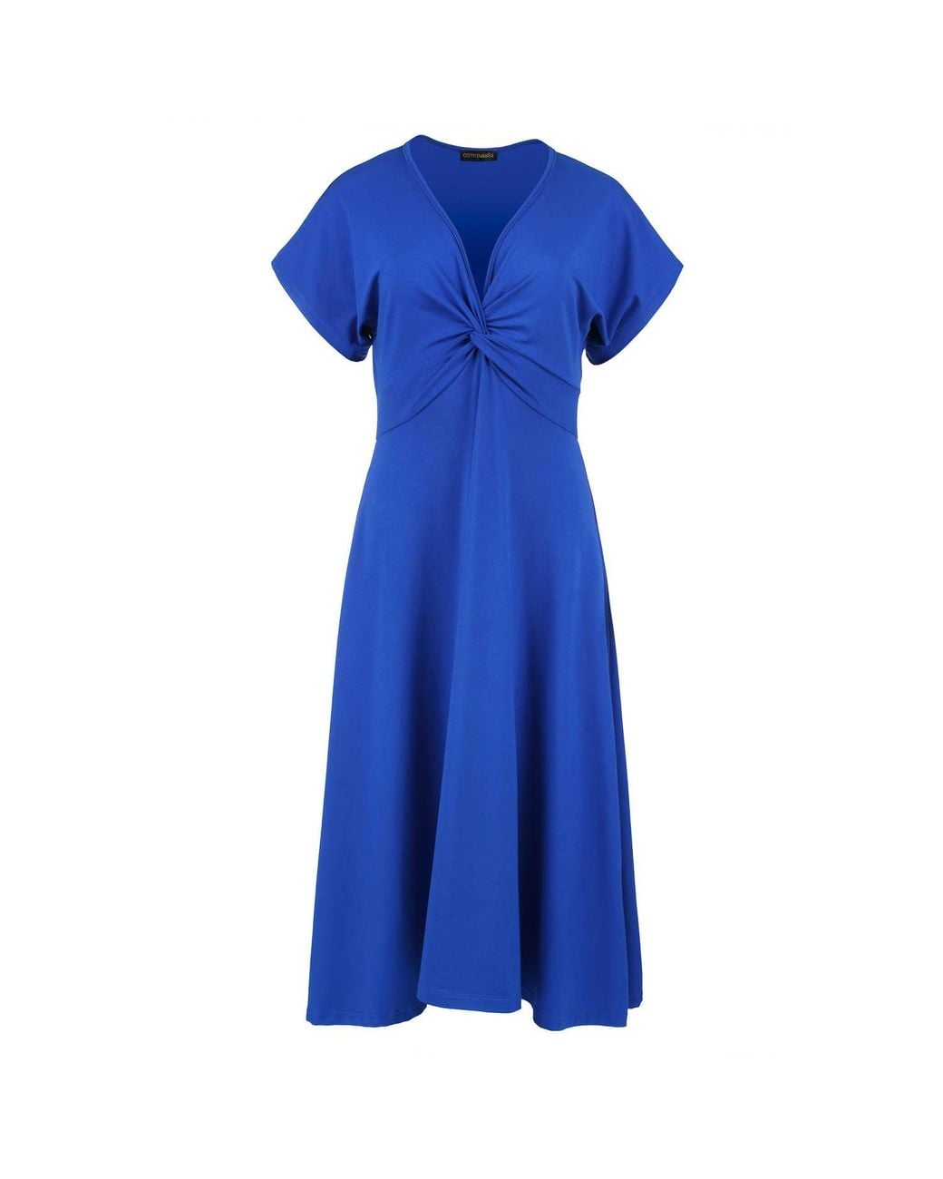 Conquista Blue Royal Knot Detail Midi Dress