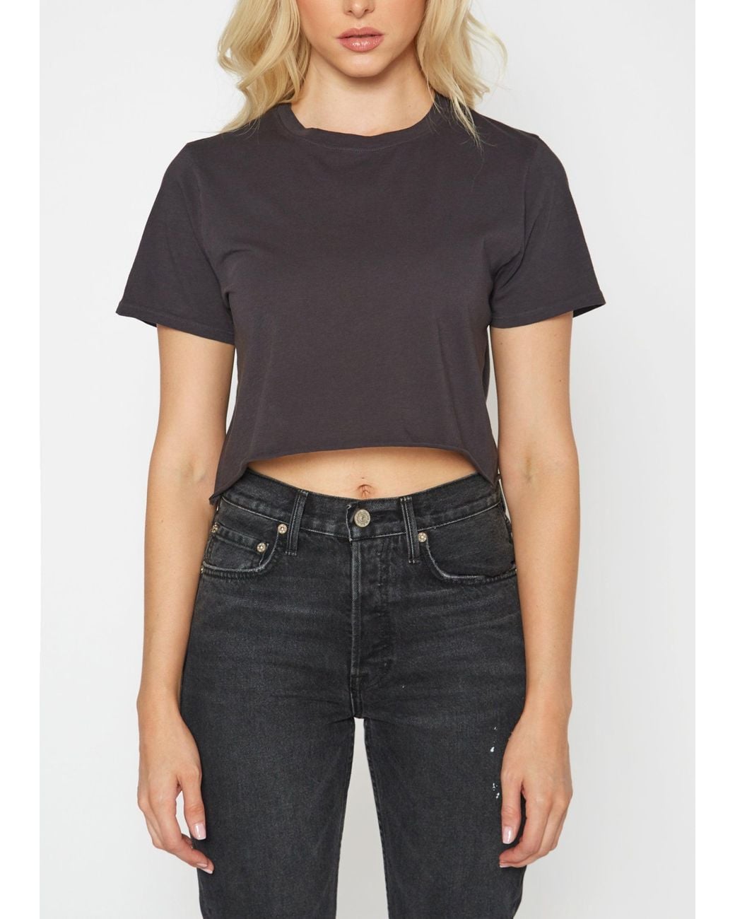 NOEND Black Cropped Loose Tee