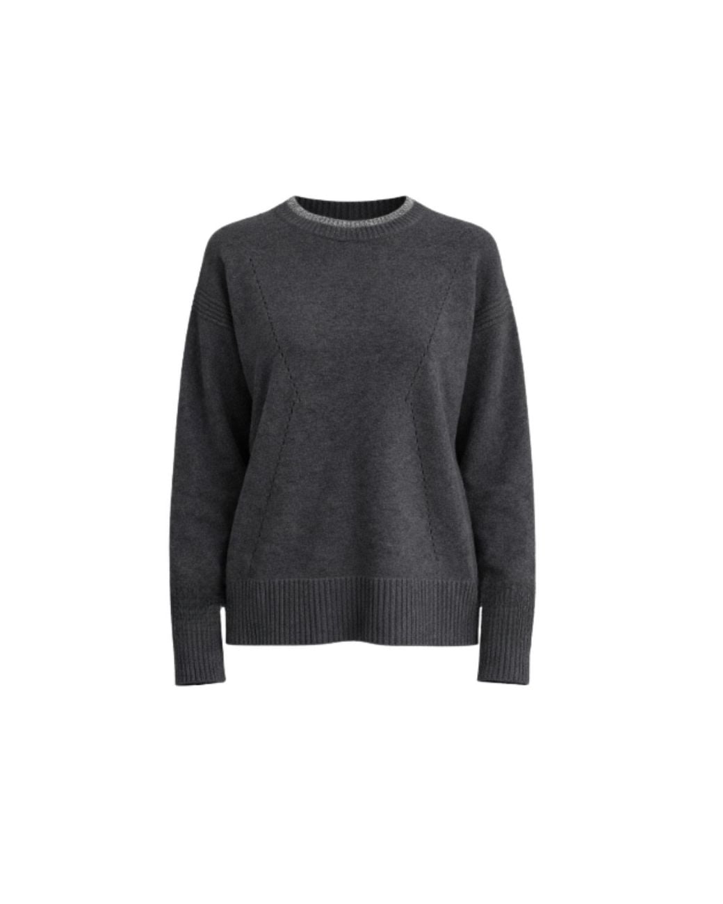 Nuvv Collection Black Wool And Cashmere Blend Round Necked Knit Sweater