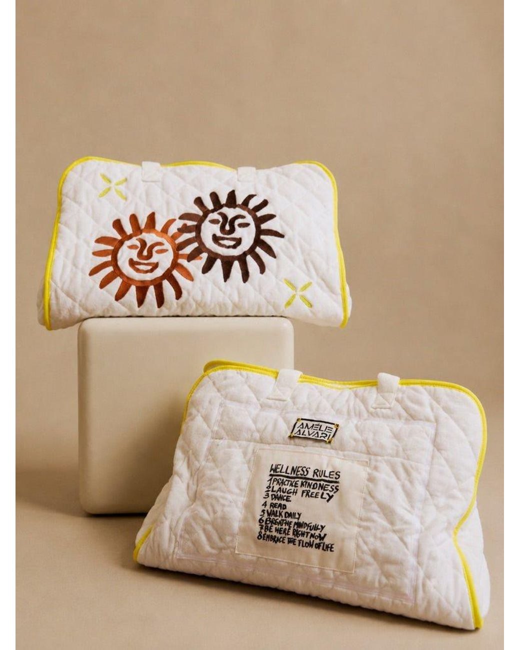 Amélie Alvari Red Quilted Sunburst Terry Cotton Tote