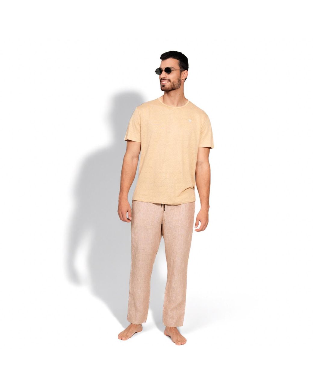 Maison Tangerine Natural Neutrals Linen T-Shirt Dune For for men