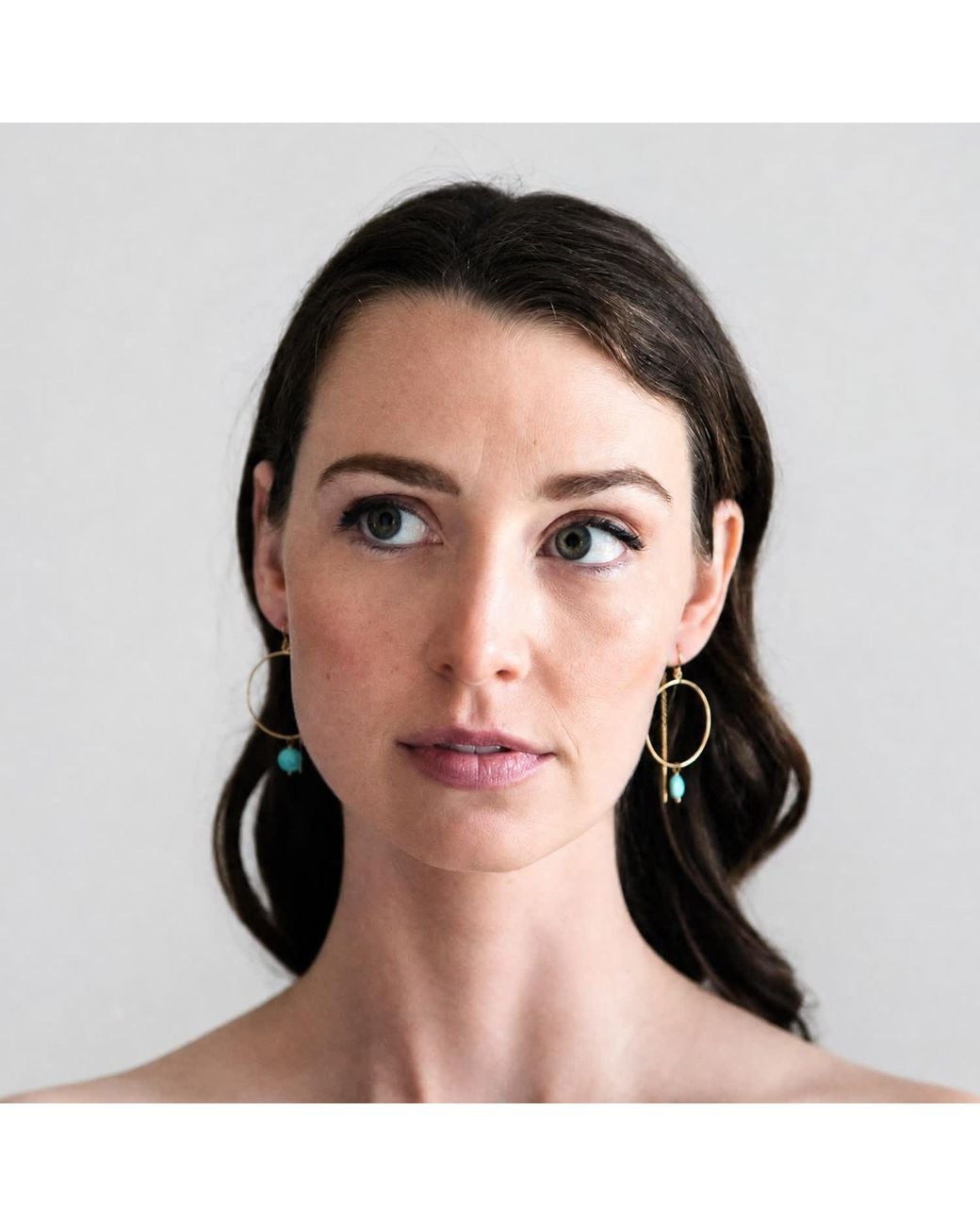 Heather Hawkins Jewelry Metallic Coin Gemstone Hoop Threader Earrings