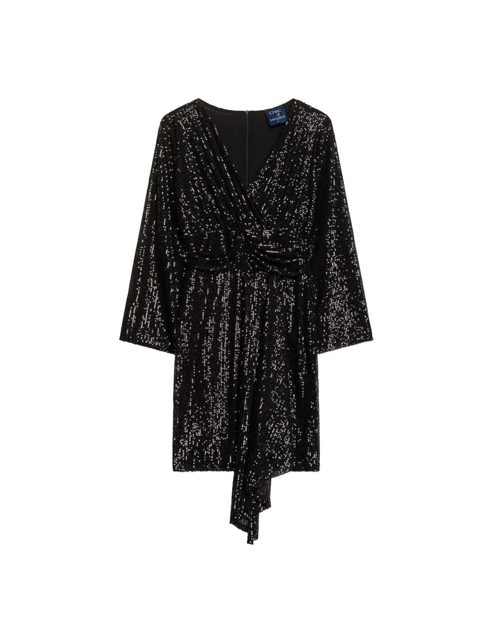 Tantra Spain Sl Black Sequined Dress With V-Neckline And Draped Waistline