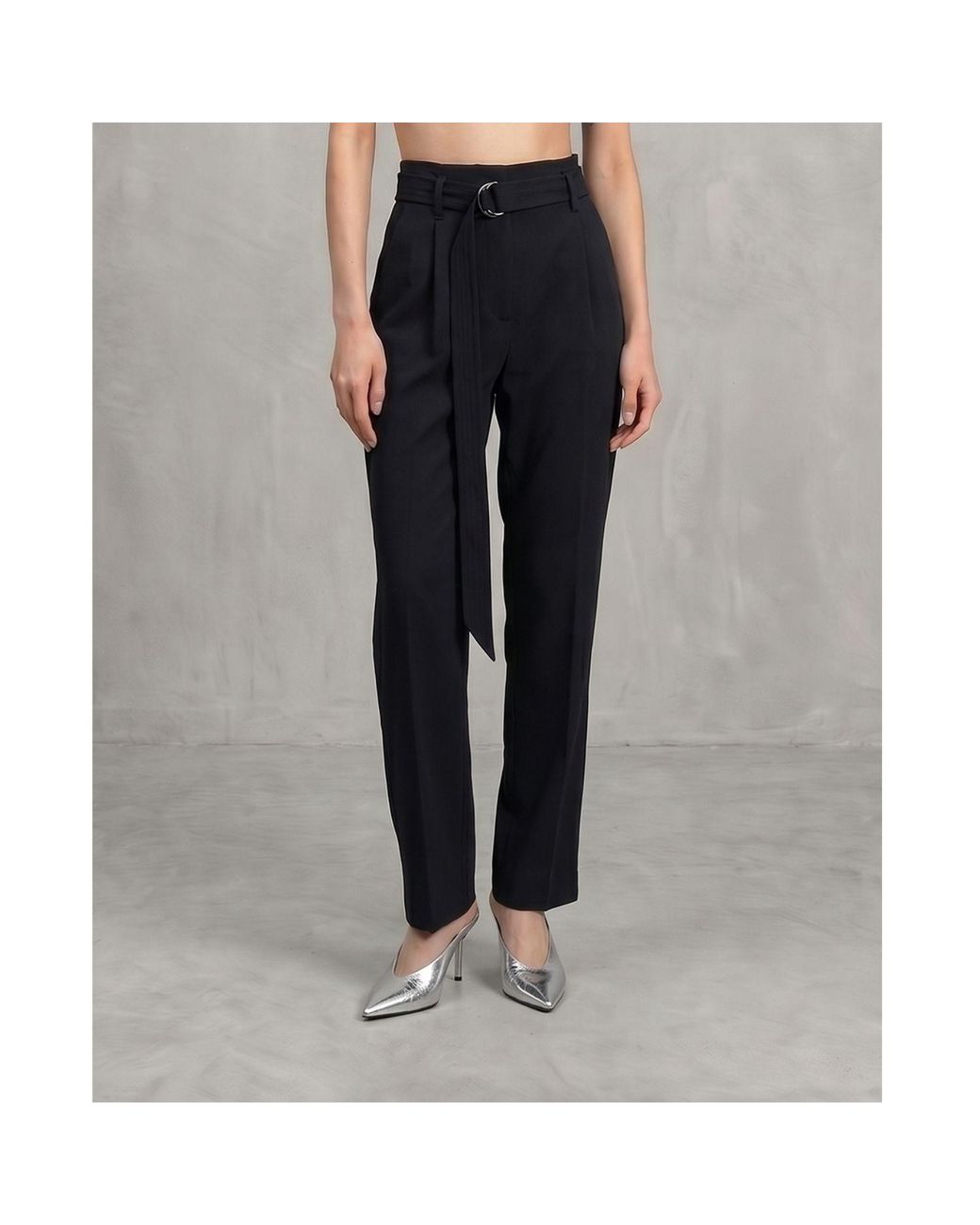 Monzlapur New York Black Crepe High-Waisted Pant