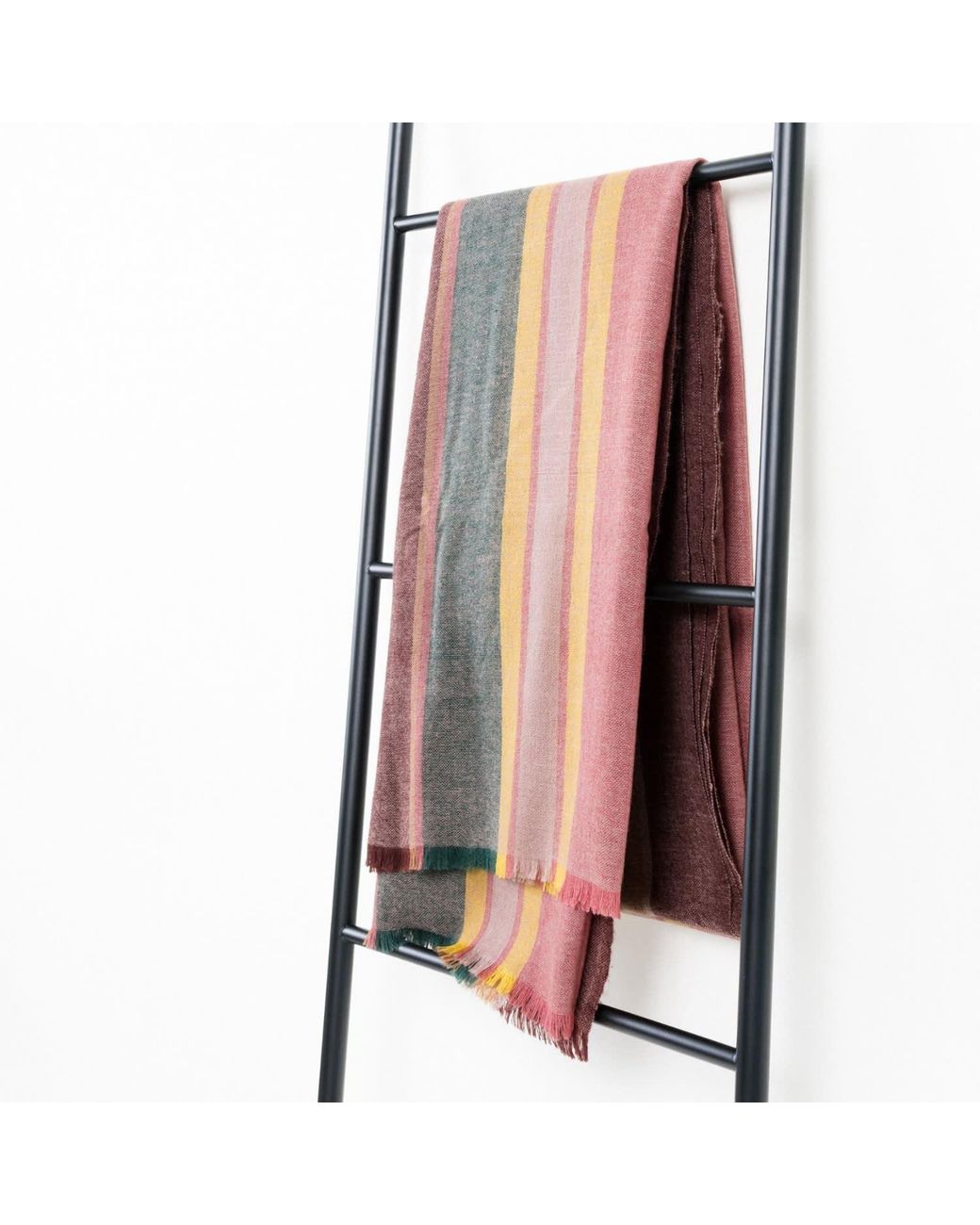 Variously Pink Barque Clay Modern Artisan Striped Soft Merino Handwoven Scarf