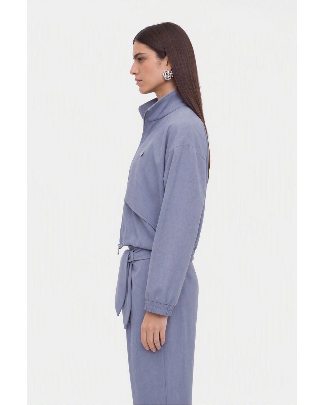 Nocturne Blue Zip Pocket Stand Collar Jacket