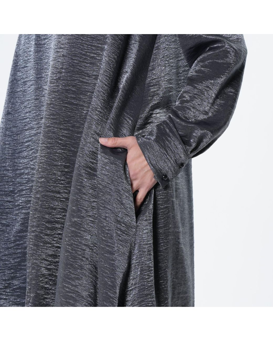 Metamorph Gray Shiny Metallic High-Low Dress