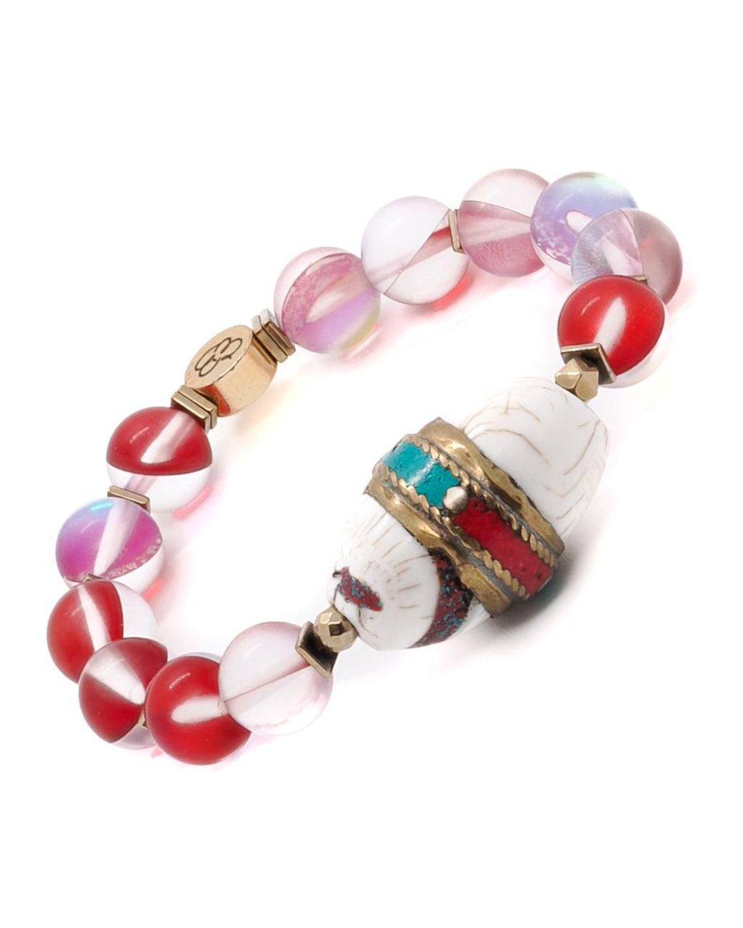 Ebru Jewelry Pink Cat Eye Beaded Mystic Bracelet
