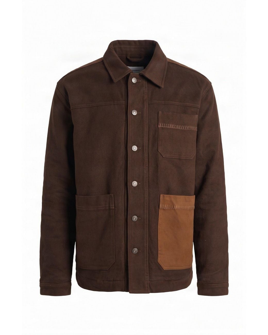 Komodo Brown Christophe Fleece Lined Organic Cotton Coat for men